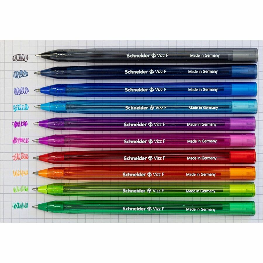 1 mm, Medium Pen Point - Black, Red, Blue, Midnight Blue, Light Blue, Green, Light Green, Violet, Pink, Orange Ink - Transparent Barrel - Stainless Steel Tip - Writing - 1 Each