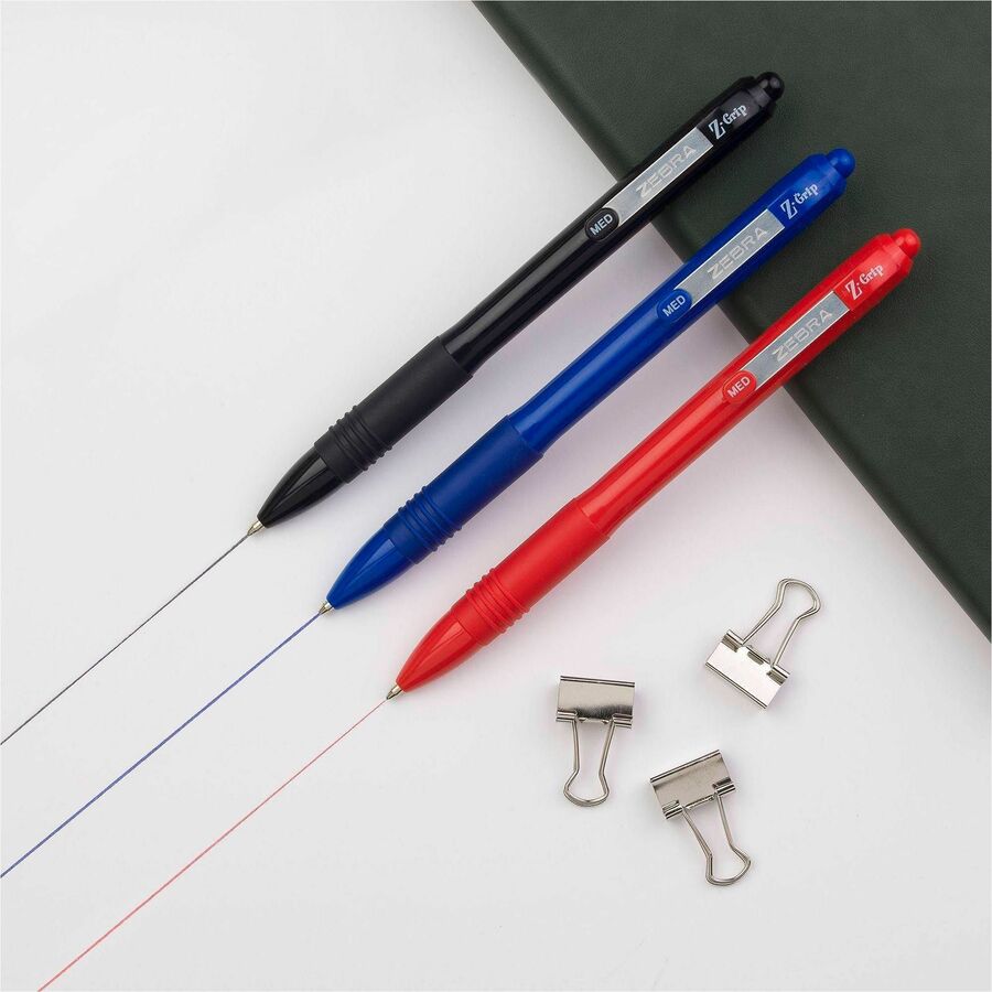 Zebra Pen Z-Grip Retractable Ballpoint Pens - 1 mm, Medium Pen Point - Retractable - Blue Ink - School, Home, Journaling - 1 Dozen