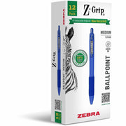 Zebra Pen Z-Grip Retractable Ballpoint Pens - 1 mm, Medium Pen Point - Retractable - Blue Ink - School, Home, Journaling - 1 Dozen