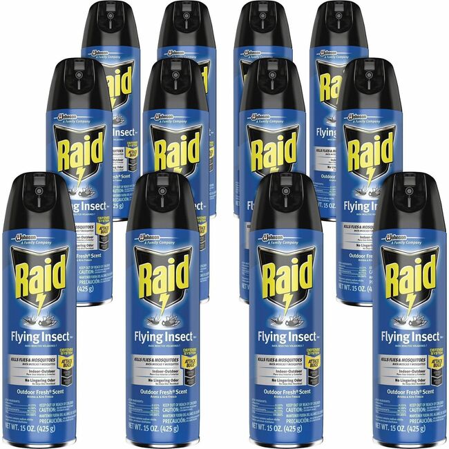 Raid Flying Insect Spray - Spray - Kills Flies, Mosquitoes, Gnats, Hornet, Moths, Fruit Fly, Wasp, Yellow Jacket, Boxelder Bug, Asian Ladybeetle - 15 fl oz - Off White - 12 / Carton