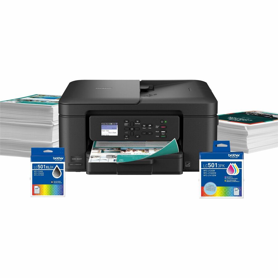 Copier/Printer/Scanner - 16 ppm Mono/9 ppm Color Print - 1200 x 6000 dpi Print - Automatic Duplex Print - Up to 2000 Pages Monthly - ADF, Flatbed Scanner - 1200 x 2400 dpi Optical Scan - Wireless LAN - Apple AirPrint, Brother Mobile Connect, Mopria, Wi-Fi