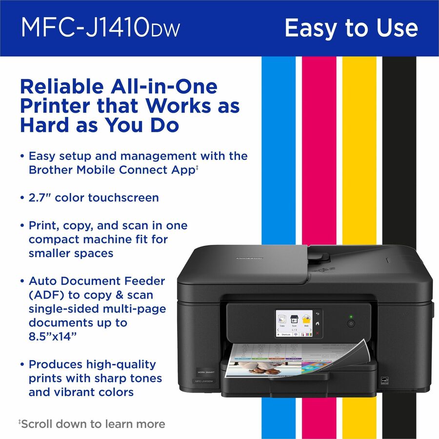 Color Inkjet All-in-One Printer, 16/9 ppm, Auto Duplex, ADF, Wireless & USB