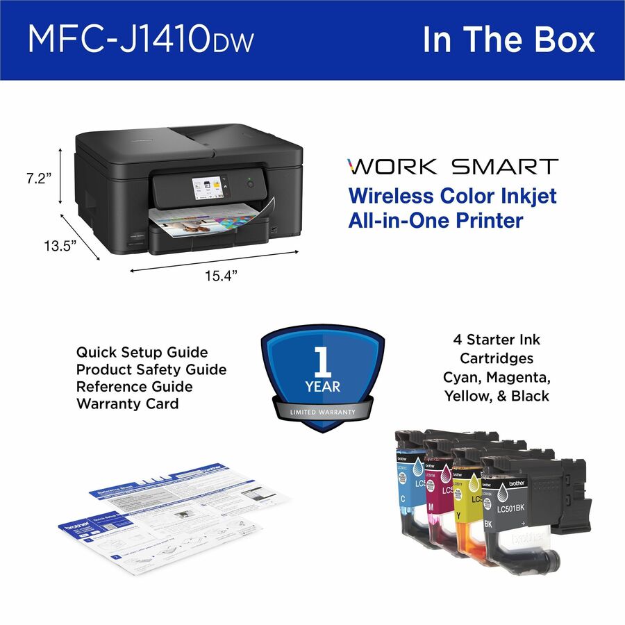 Color Inkjet All-in-One Printer, 16/9 ppm, Auto Duplex, ADF, Wireless & USB