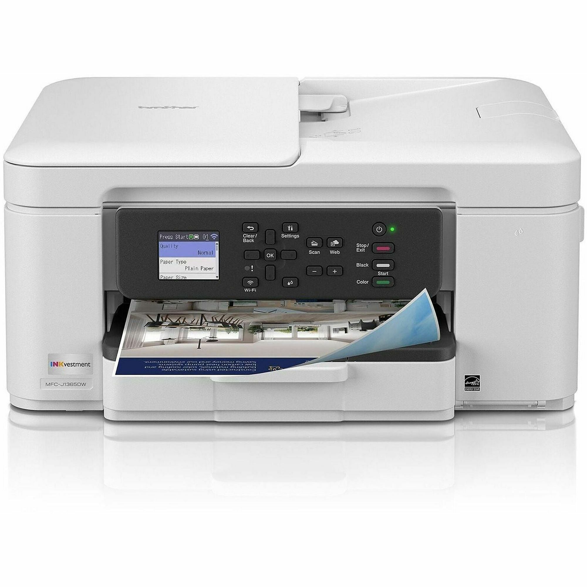 Copier/Printer/Scanner - 16 ppm Mono/9 ppm Color Print - 1200 x 6000 dpi Print - Automatic Duplex Print - Up to 2500 Pages Monthly - Color ADF Scanner - 1200 x 600 dpi Optical Scan - Wireless LAN - USB - For Plain Paper Print - 1 Each