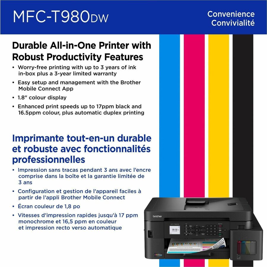 Wireless Color All-in-One Printer/Fax, 17/16.5 ppm, Auto Duplex, Flatbed & ADF