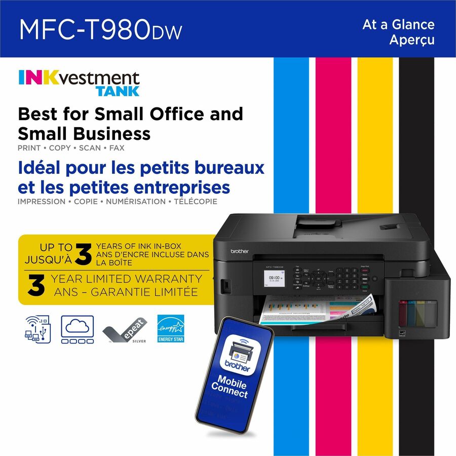 Wireless Color All-in-One Printer/Fax, 17/16.5 ppm, Auto Duplex, Flatbed & ADF