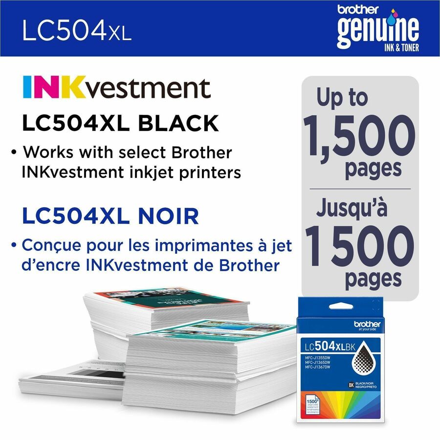 Brother LC504 Original High Yield Inkjet Ink Cartridge - Black - 1 Each
