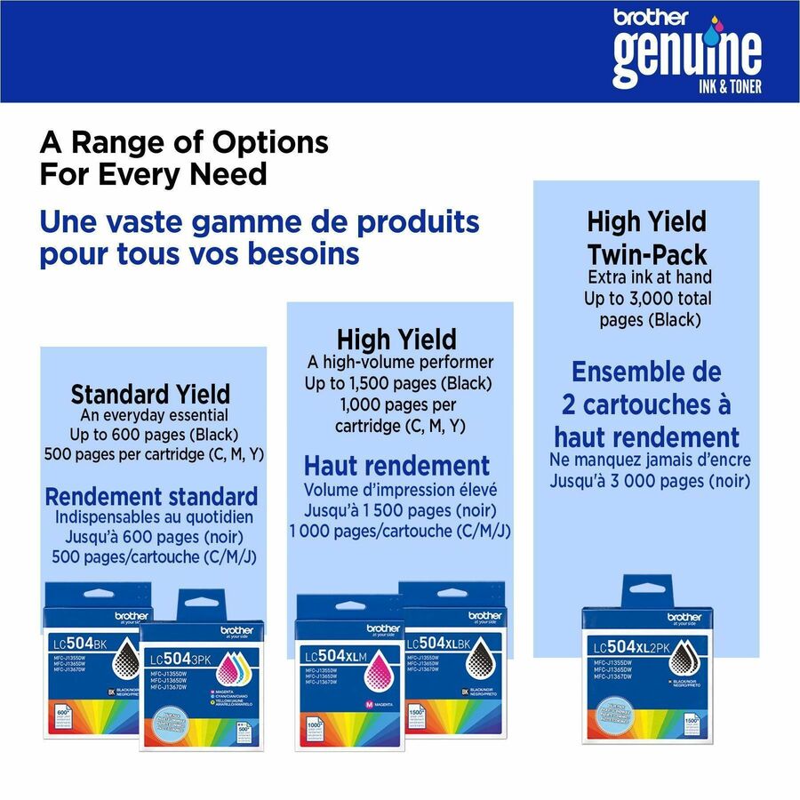 Brother LC504 Original High Yield Inkjet Ink Cartridge - Black - 1 Each