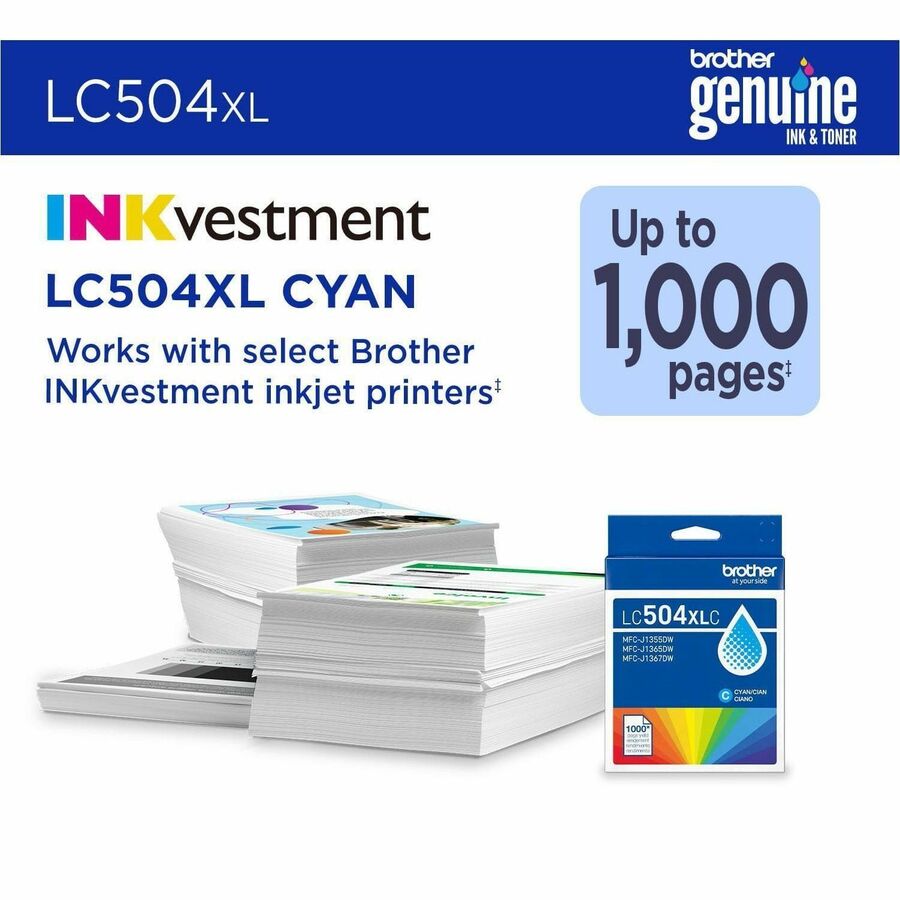 Brother LC504XLC Original High Yield Inkjet Ink Cartridge - Cyan - 1 Each