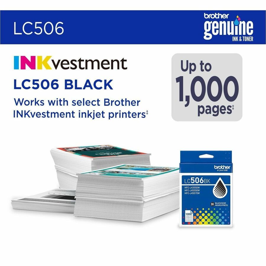 Brother LC506BK Original Standard Yield Inkjet Ink Cartridge - Black - 1 Each