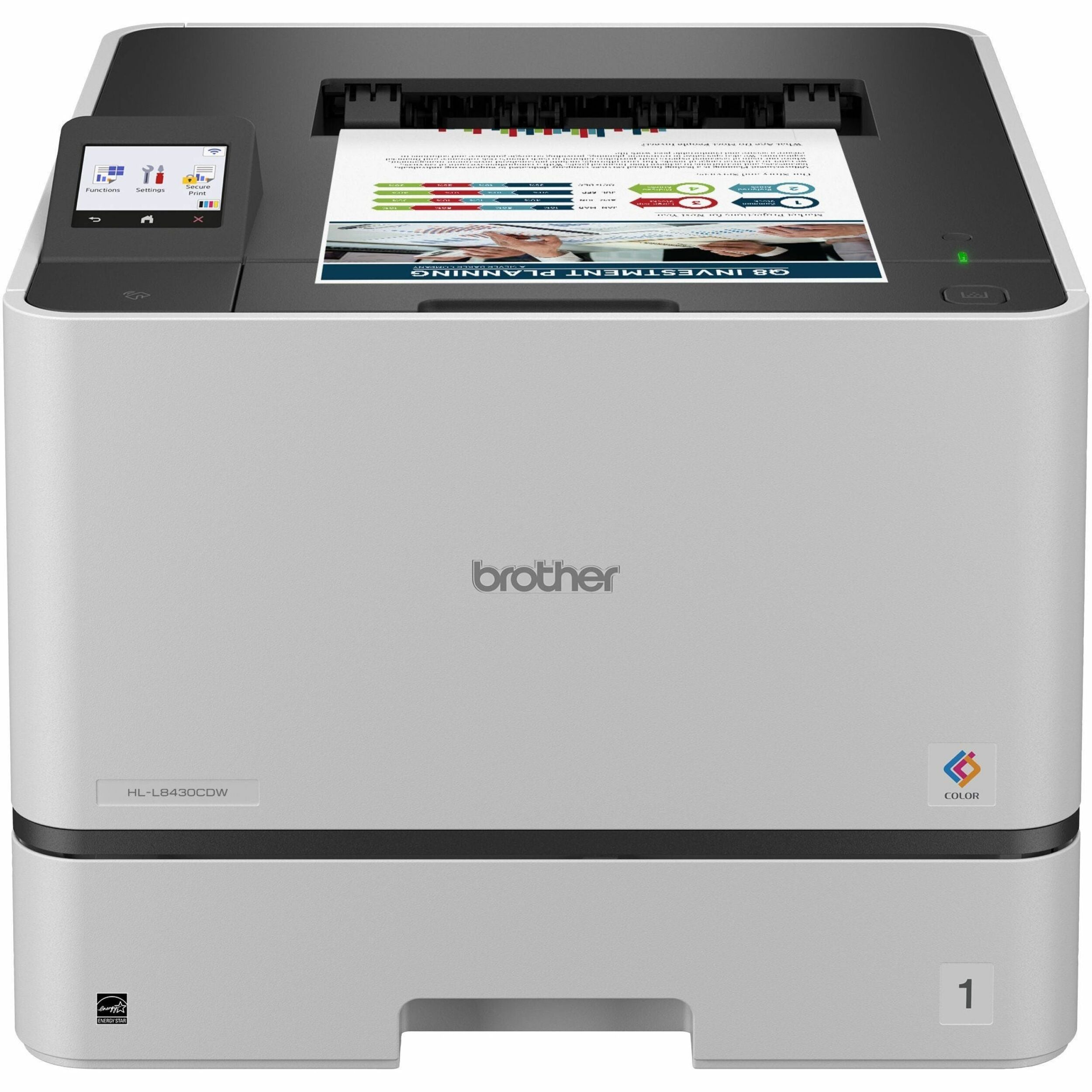 33 ppm Mono / 33 ppm Color - 2400 x 600 dpi Print - Automatic Duplex Print - 250 Sheets Input - Ethernet - Wireless LAN - Apple AirPrint, Mopria, Brother Mobile Connect, Wi-Fi Direct - Plain Paper Print - Gigabit Ethernet - USB