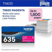 Brother TN635M Original Standard Yield Laser Toner Cartridge - Magenta - 1 Each