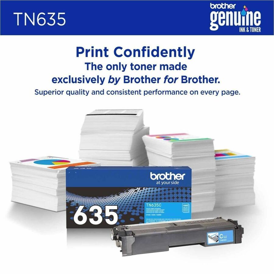 Brother TN635C Original Standard Yield Laser Toner Cartridge - Cyan - 1 Each