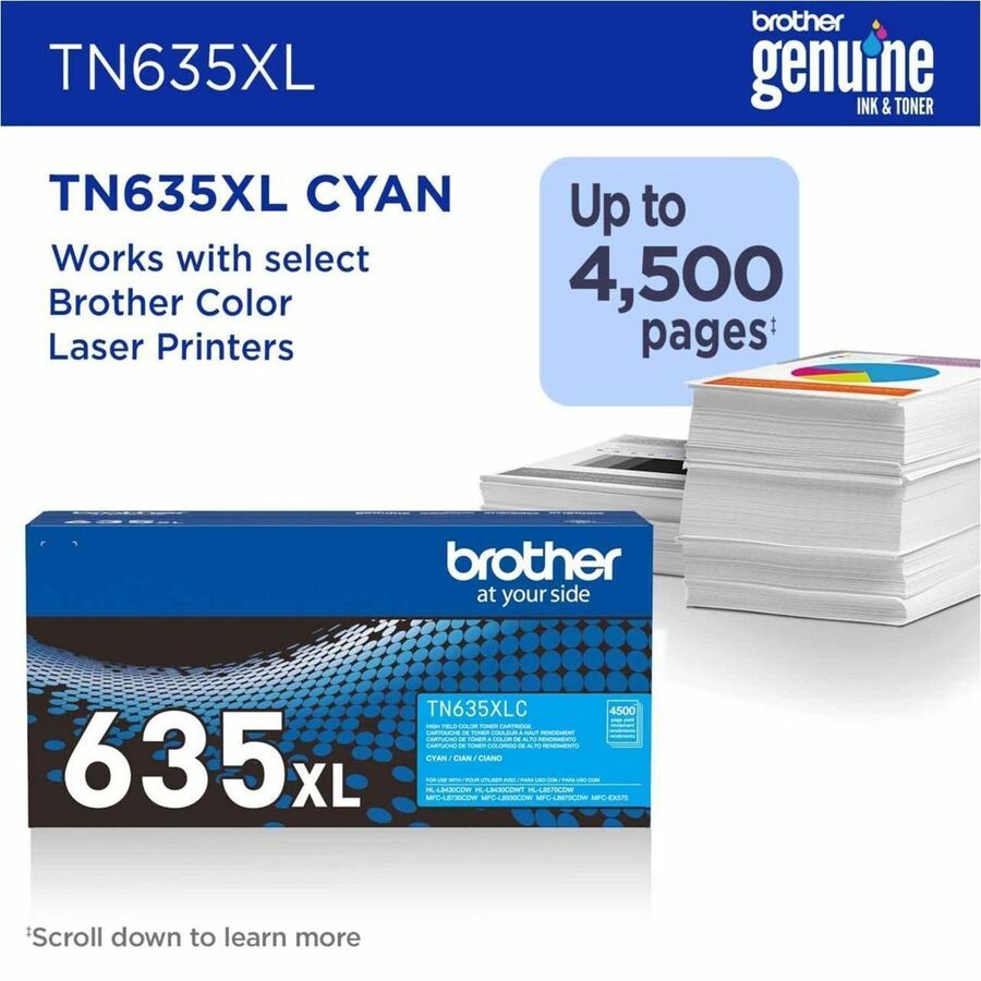 Brother Original High Yield Laser Toner Cartridge - Cyan - 1 Each - 4500 pages