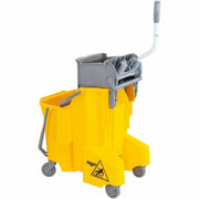 Unger Dual Compartment Mop Buckets - 8 gal - Ergonomic Design, Dual Bucket, Light Weight, Caster - Plastic - Yellow - 1 Case