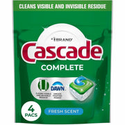 Cascade Professional Complete ActionPacs, Fresh Scent, Powder, Green, 4 Packs per Carton, 30 Cartons