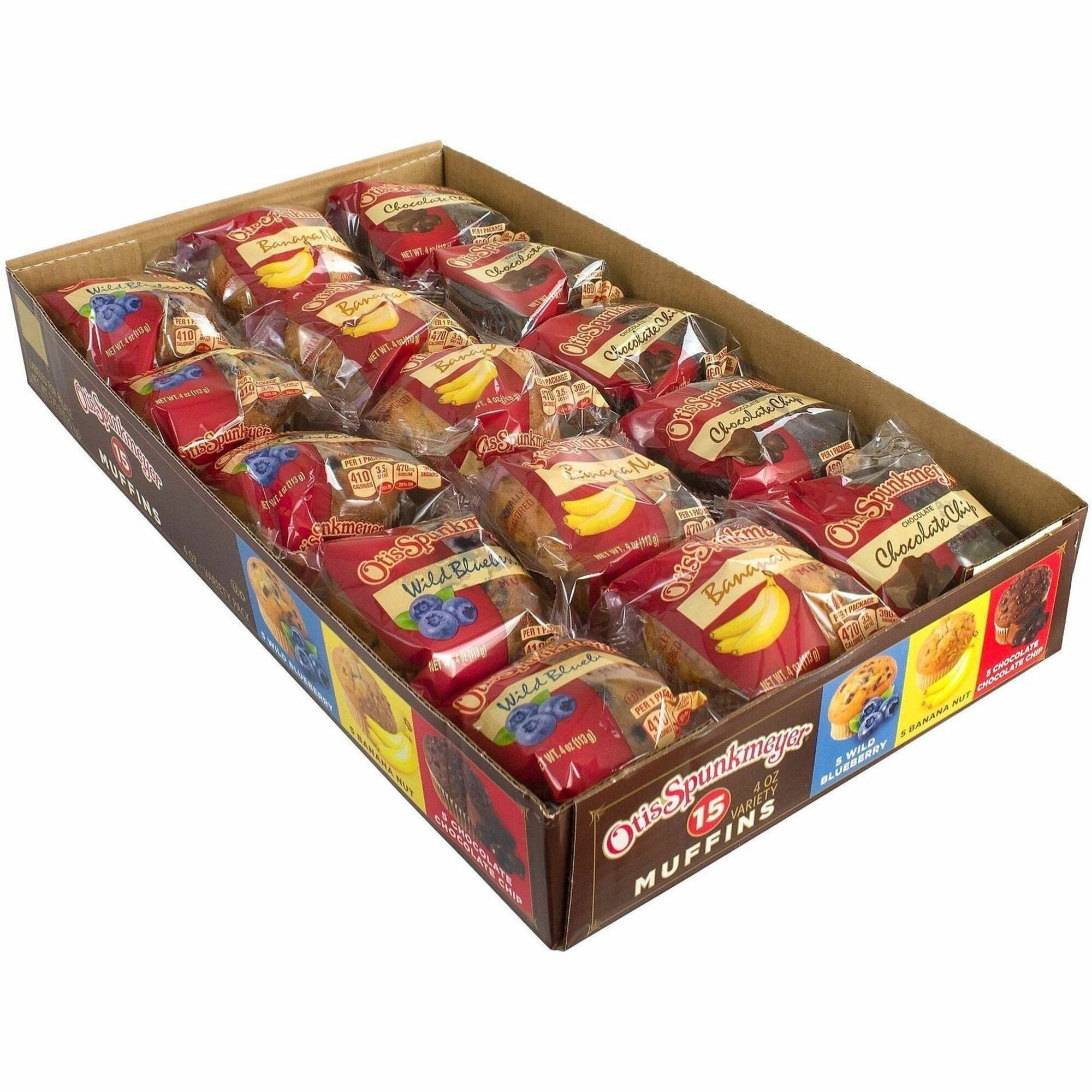 Individually Wrapped - Banana, Chocolate Chip, Blueberry - 4 oz - 15/Box - 1 Carton