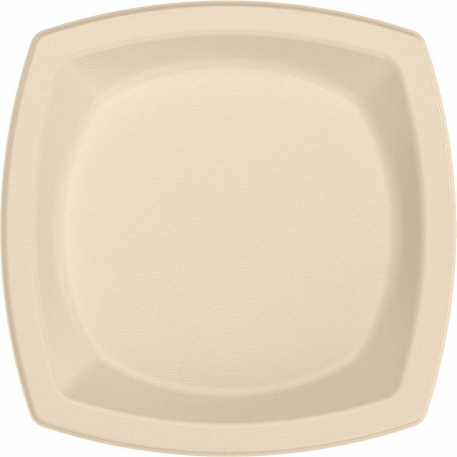 Dart 8" Square Fiber Plates - Salad, Commercial, Catering, Food - Microwave Safe - Oven Safe - Natural - Fiber Body - Square - 125 / Pack