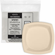 Dart 8" Square Fiber Plates - Salad, Commercial, Catering, Food - Microwave Safe - Oven Safe - Natural - Fiber Body - Square - 125 / Pack