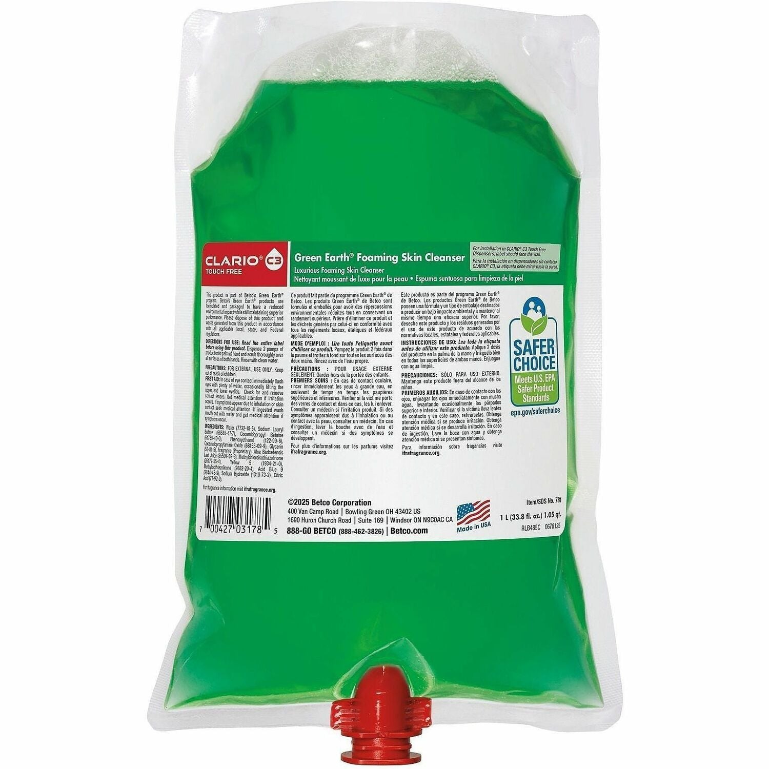 Foam - 1.06 quart - Fresh Meadow - Applicable on Hand - Skin - Non-irritating, Moisturising, Gentle - 1 Each