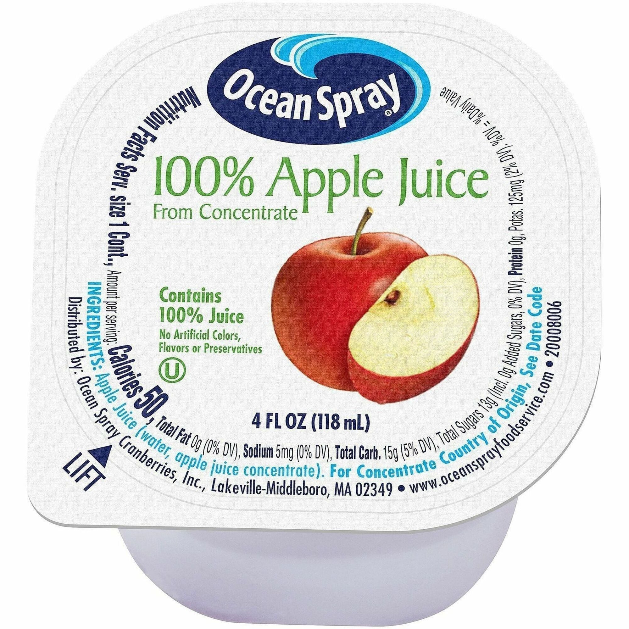 Ocean Spray Apple Juice Cups - 48/Box - 1 Carton