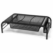 Desktop Monitor & Laptop Stand with Storage, Metal Mesh, Rubber Feet, 20"W x 11.5"D x 5.5"H, Black