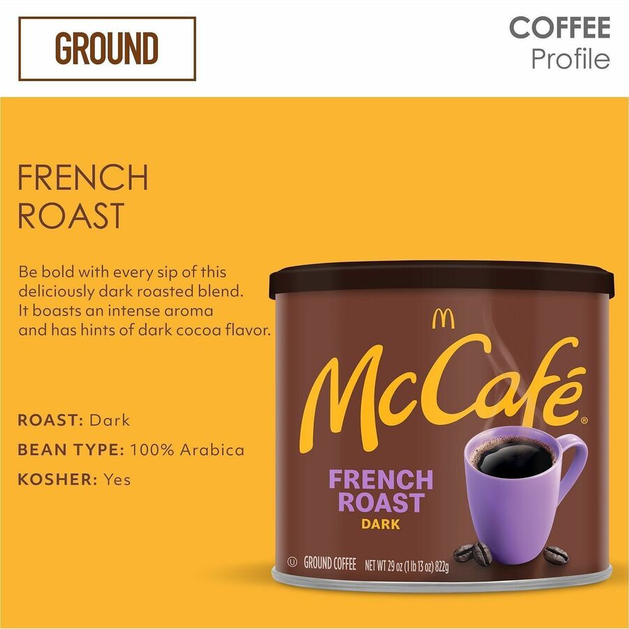 French/Dark - Ground, Can - French Roast - Kosher - 6 / Carton