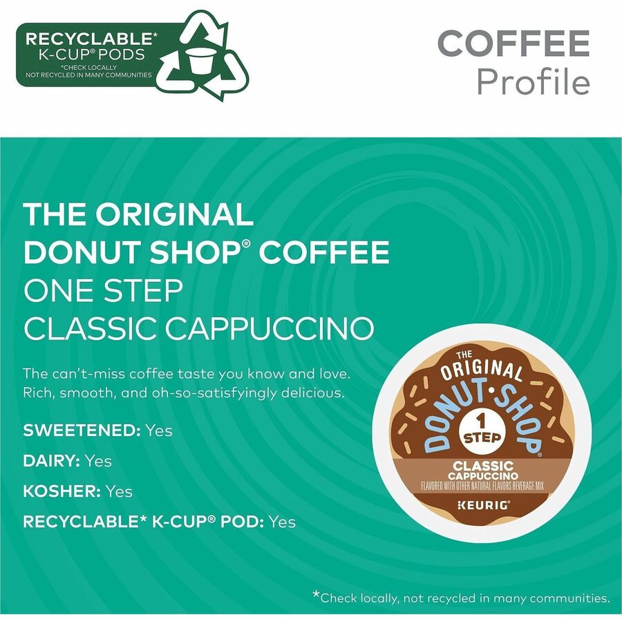 Dark - 0.7 oz - 20 K-Cup - K-Cup - Cappuccino, Classic - Kosher - 4 / Carton