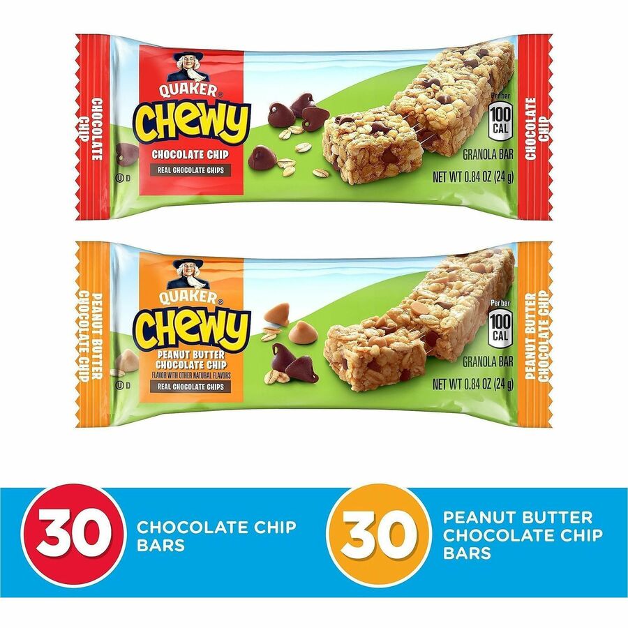 Individually Wrapped, Trans Fat Free - Peanut Butter, Chocolate Chip, Dark Chocolate Chunk - 0.84 oz - 60/Bag - 1 / Carton
