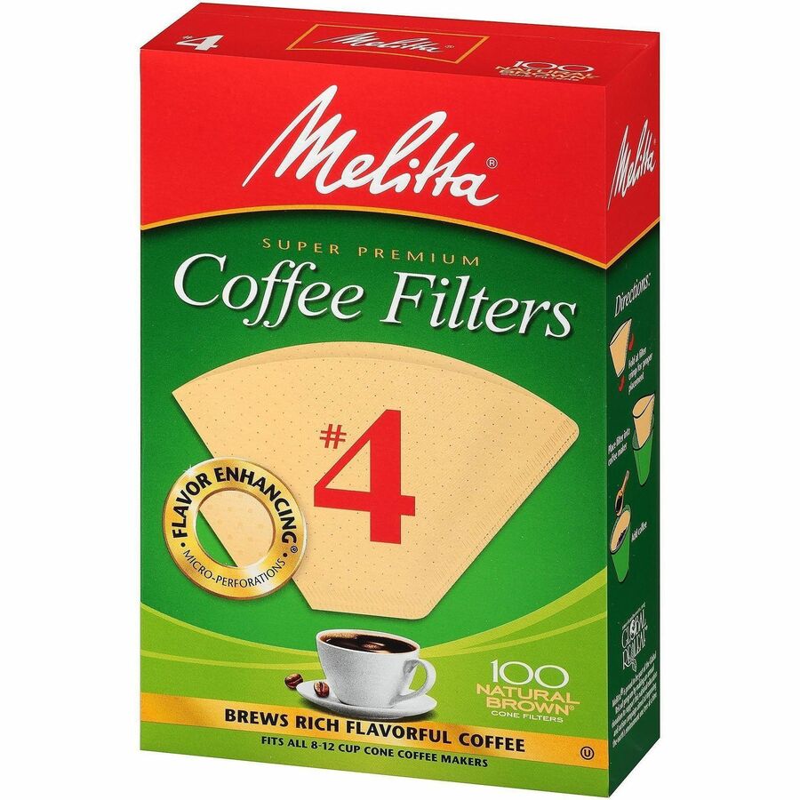 #4 Size - 100 Filter(s) - 12 Cup(s) - Cone - Micro Perforated, Double Crimped, Chlorine-free, Gluten-free, Burst Resistant - 100 Filters/Box - 3 / Pack