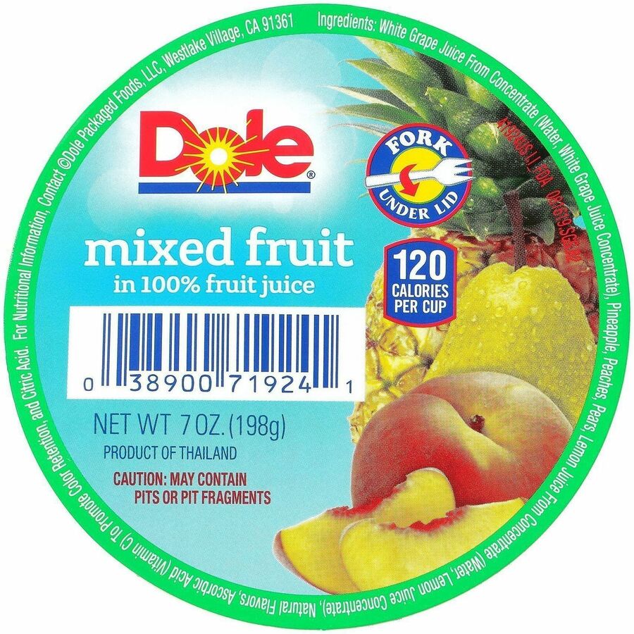 Dole Mixed Fruit Cups - Gluten-free - Pineapple, Peach, Pear - 1 Carton