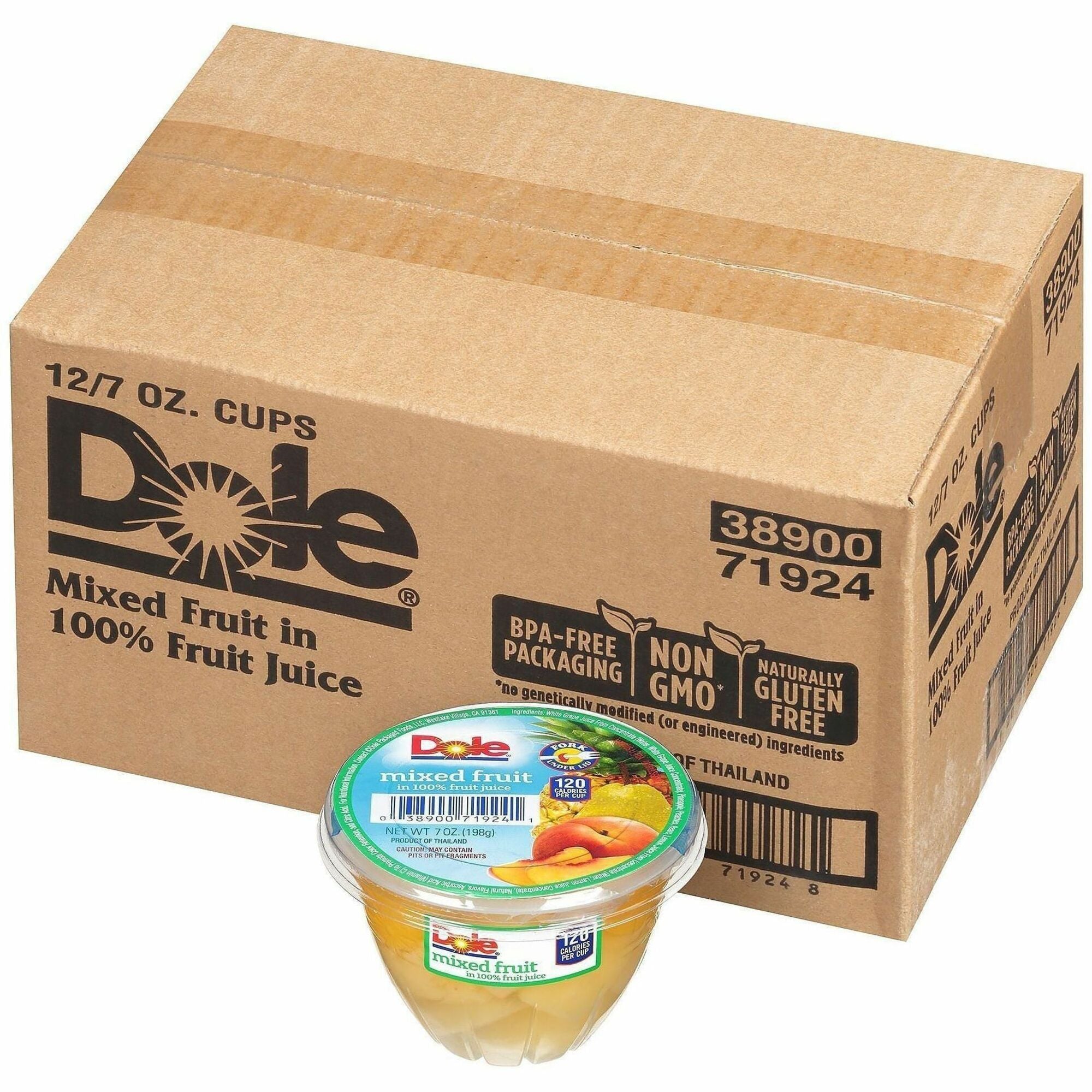 Dole Mixed Fruit Cups - Gluten-free - Pineapple, Peach, Pear - 1 Carton