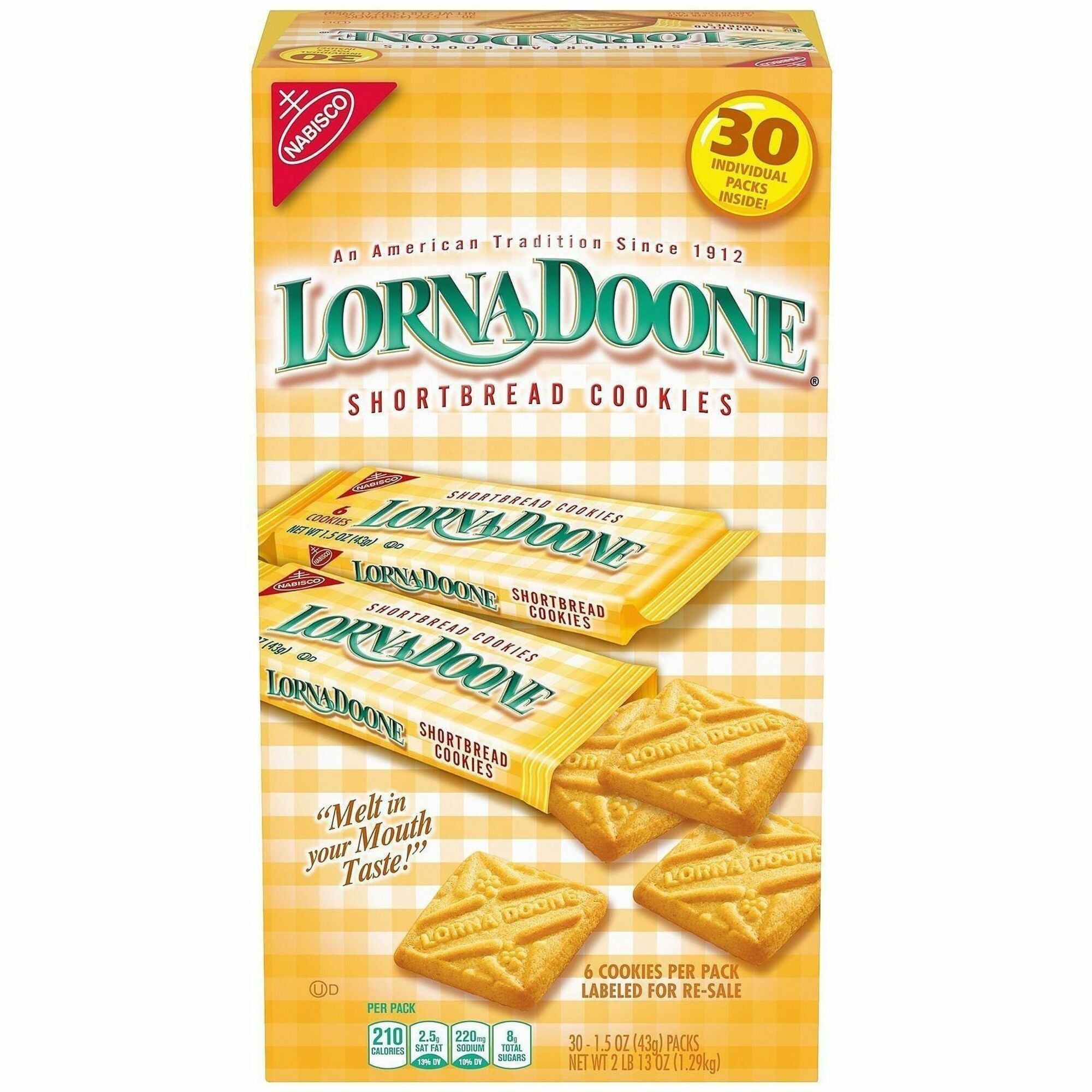 Lorna Doone Shortbread Cookies, 1.50 oz, 30 Bags per Carton