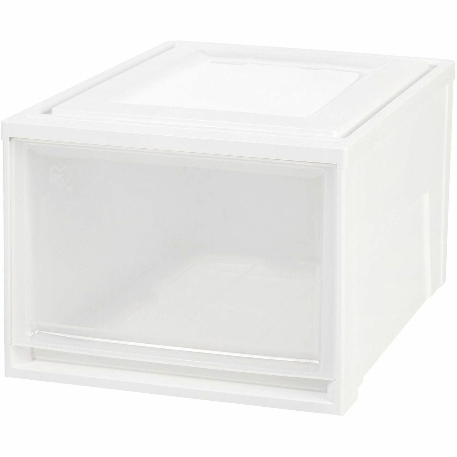 IRIS Stackable Storage Box Drawer, 19.6" x 15.7" x 11.5", 10.85 Gallon, White/Clear, 1 Each
