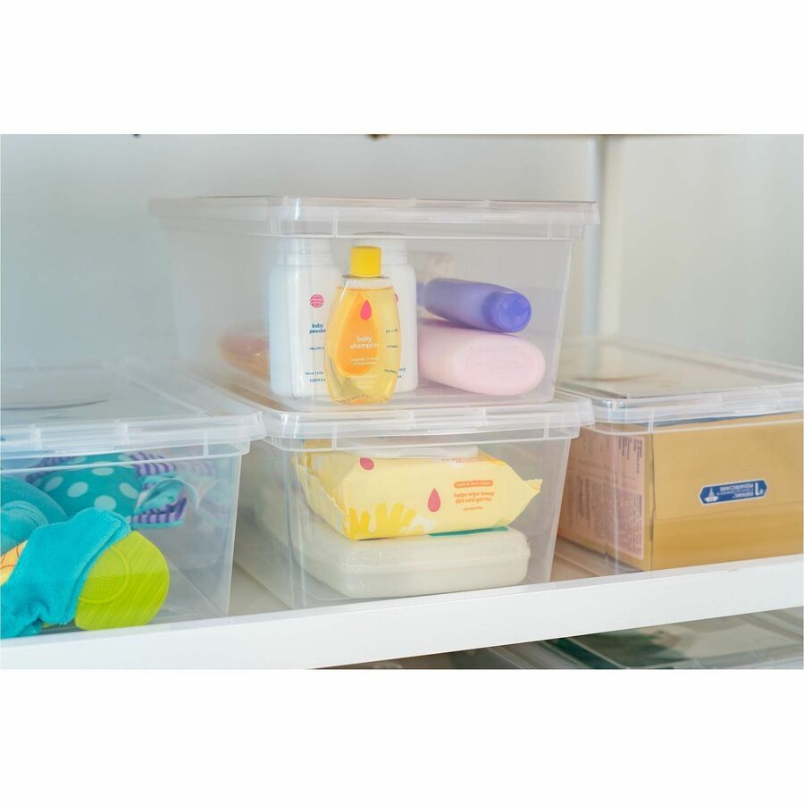 External Dimensions: 14.3" Length x 8.3" Width x 4.9" Height - 1.50 gal - Lid Closure - Stackable - For Toy, School Supplies - 1 Each