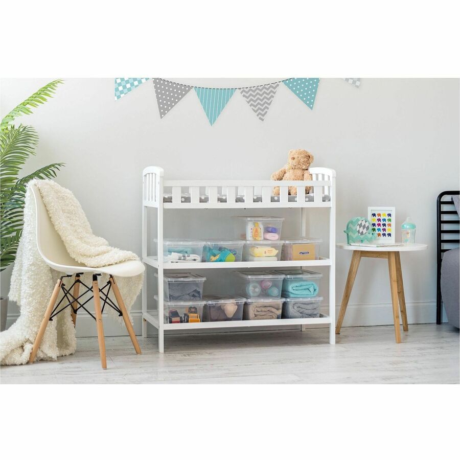 External Dimensions: 14.3" Length x 8.3" Width x 4.9" Height - 1.50 gal - Lid Closure - Stackable - For Toy, School Supplies - 1 Each