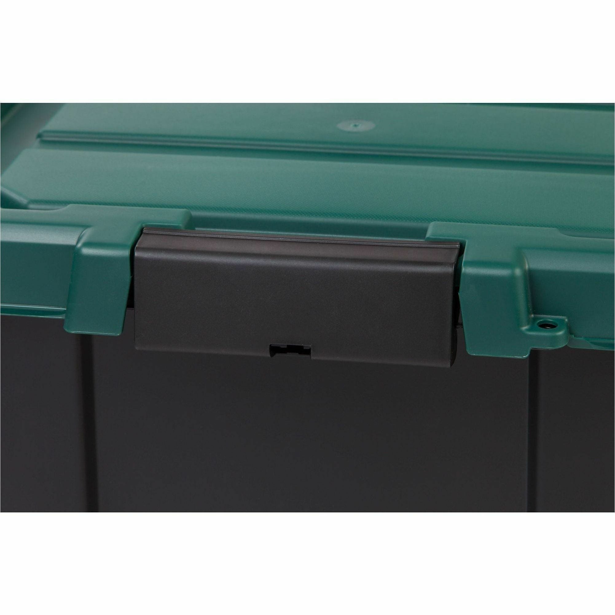 Internal Dimensions: 13.75" Length x 8.50" Width x 9.50" Height - External Dimensions: 18.1" Length x 11.6" Width x 10.4" Height - 5 gal - Lid, Buckle Closure - Heavy Duty - Stackable - Black, Green - For Shoes, Makeup - 1 Each