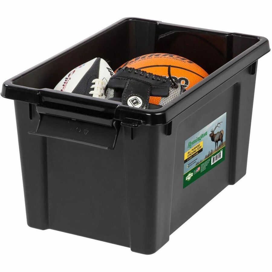 Internal Dimensions: 13.75" Length x 8.50" Width x 9.50" Height - External Dimensions: 18.1" Length x 11.6" Width x 10.4" Height - 5 gal - Lid, Buckle Closure - Heavy Duty - Stackable - Black, Green - For Shoes, Makeup - 1 Each