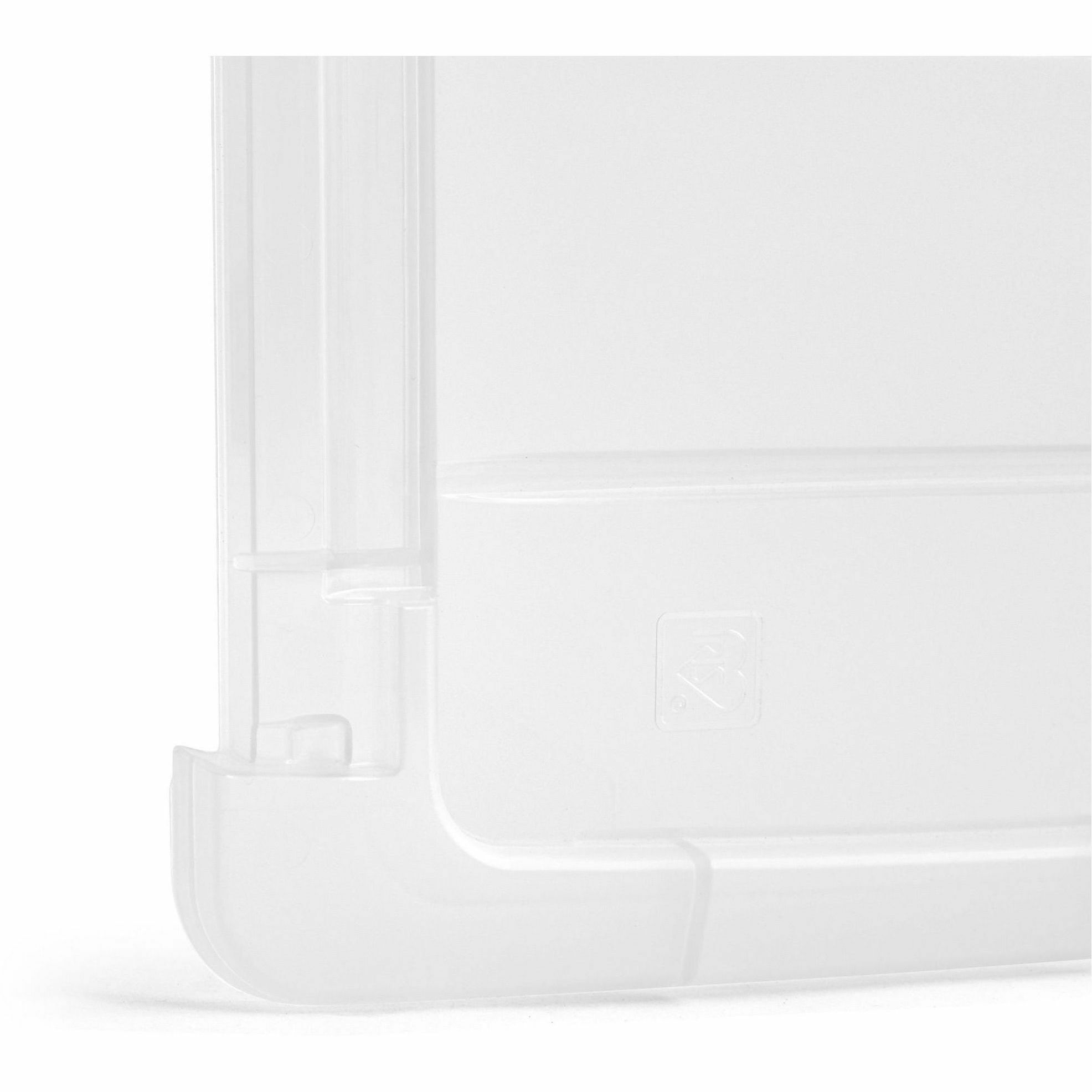 External Dimensions: 14.1" Length x 8.1" Width x 4.6" Height - 1.55 gal - Buckle Latch Closure - Stackable - Clear, Gray - For Document - 1 Each