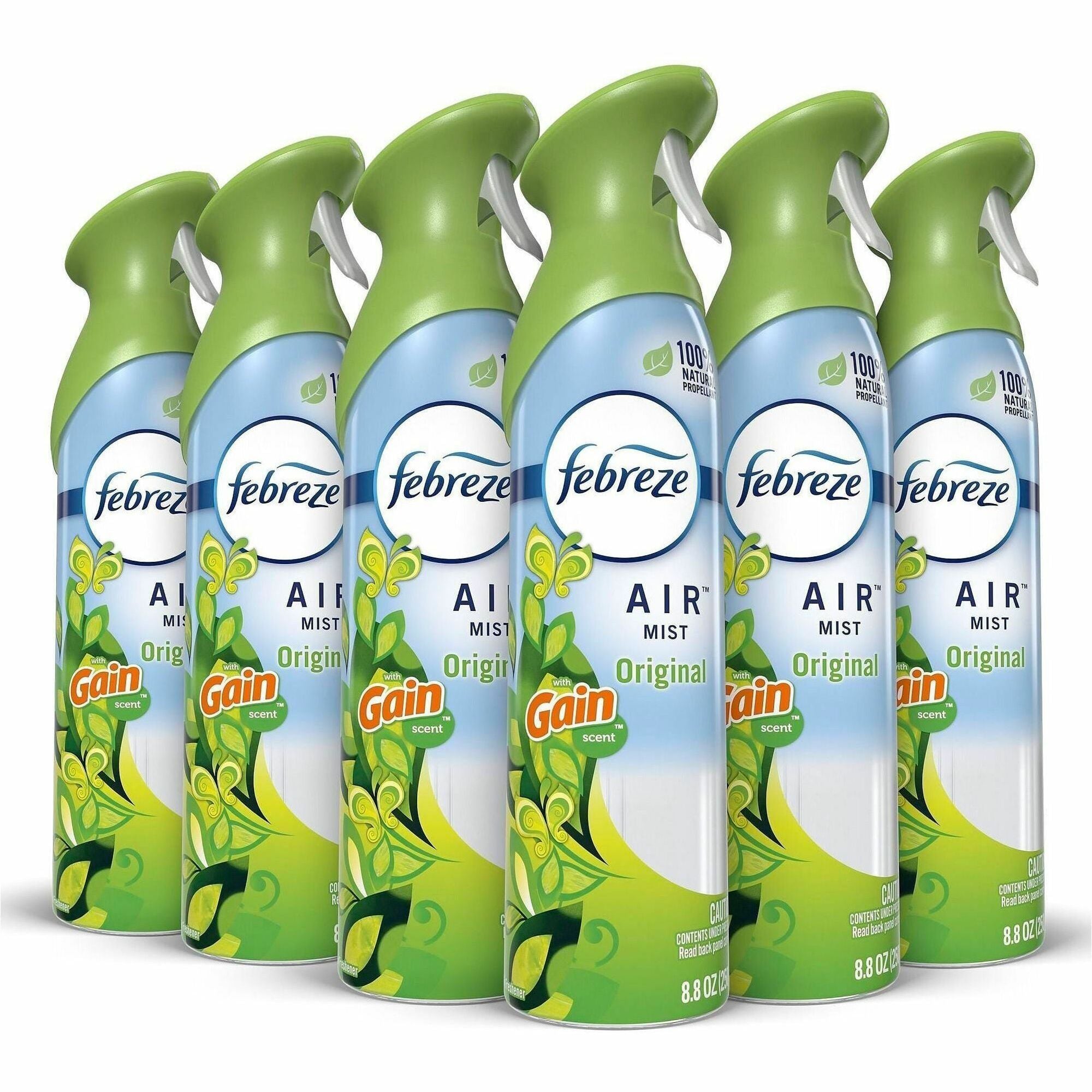 Febreze Air Freshener Spray, Gain Original Scent, Odor Neutralizer, VOC-free, 8.8 fl oz, 6/Carton