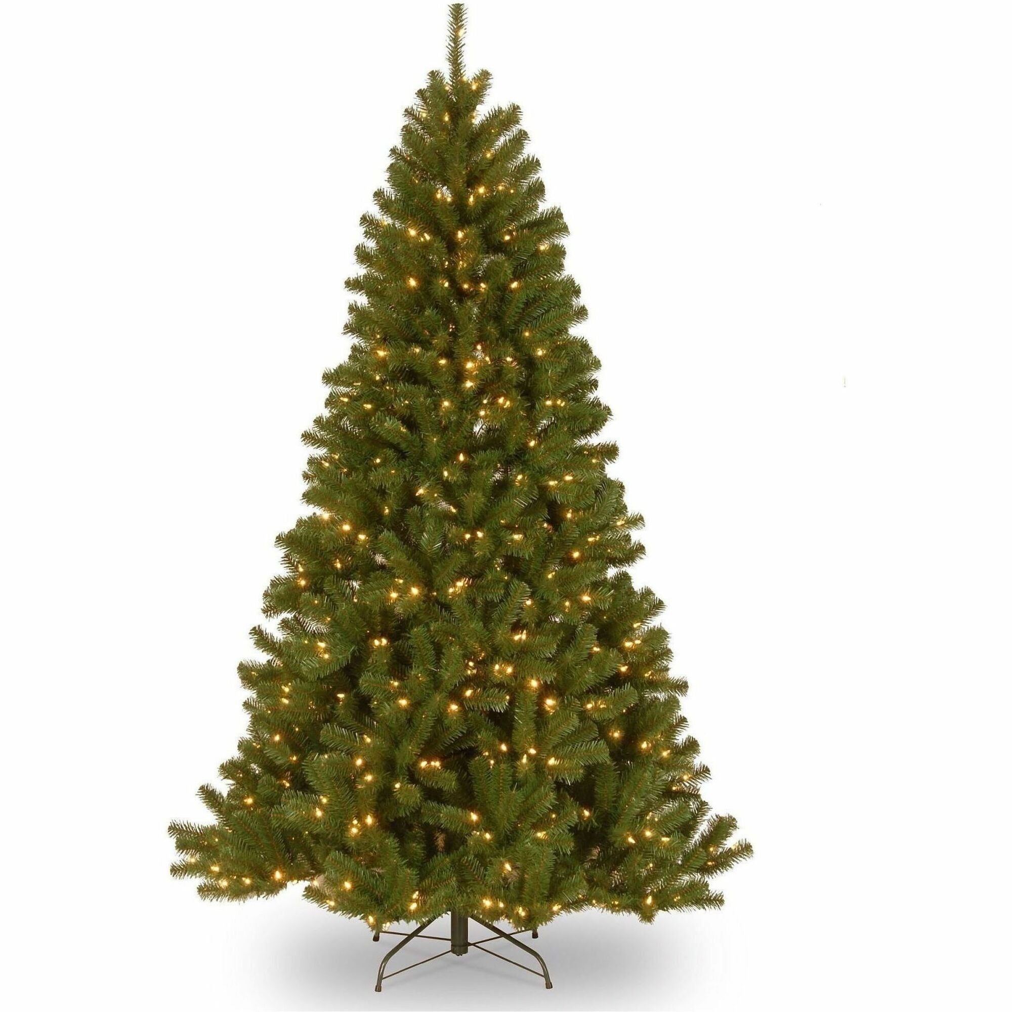 National Tree North Valley Spruce Christmas Tree, 7 ft, Green, Pre-Lit with Clear Lights, Includes 1 Tree, Metal Stand, Spare Bulbs and Fuses