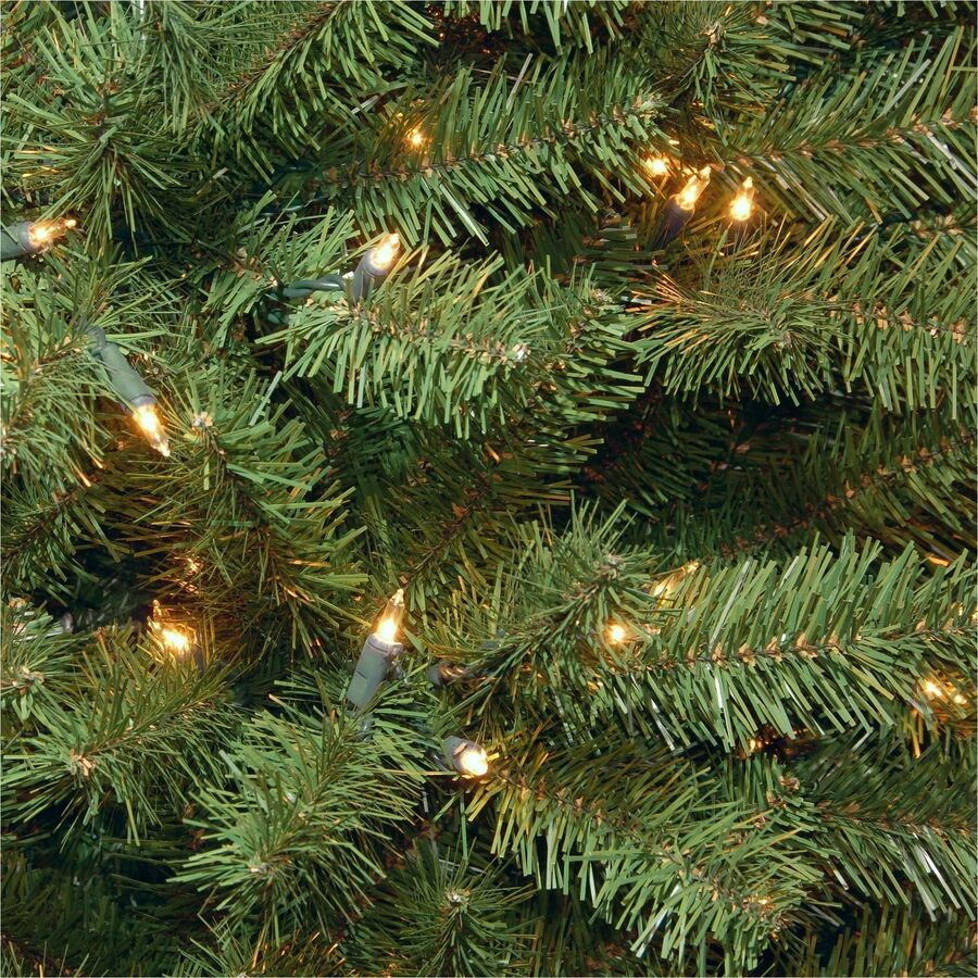 National Tree North Valley Spruce Christmas Tree, 7 ft, Green, Pre-Lit with Clear Lights, Includes 1 Tree, Metal Stand, Spare Bulbs and Fuses