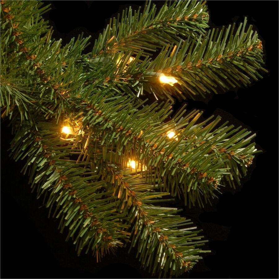 National Tree North Valley Spruce Christmas Tree, 7 ft, Green, Pre-Lit with Clear Lights, Includes 1 Tree, Metal Stand, Spare Bulbs and Fuses
