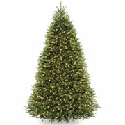 National Tree Dunhill Fir Christmas Tree, Green, 9 ft, Pre-strung Clear Lights, Hinged Branches, Sturdy Metal Stand, 1 Each