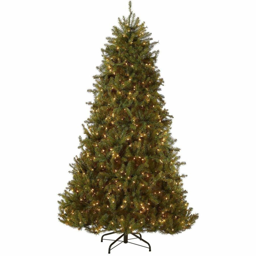 National Tree Dunhill Fir Christmas Tree, Green, 9 ft, Pre-strung Clear Lights, Hinged Branches, Sturdy Metal Stand, 1 Each