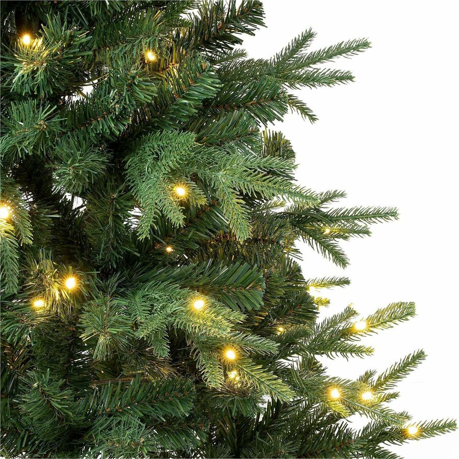 National Tree Duxbury Pine 4.5' Green Christmas Tree with 120 Warm White LED Lights, Snow-Dusted Branches, Pinecone Accents, Hinged Branches, Metal Stand, 1 Each
