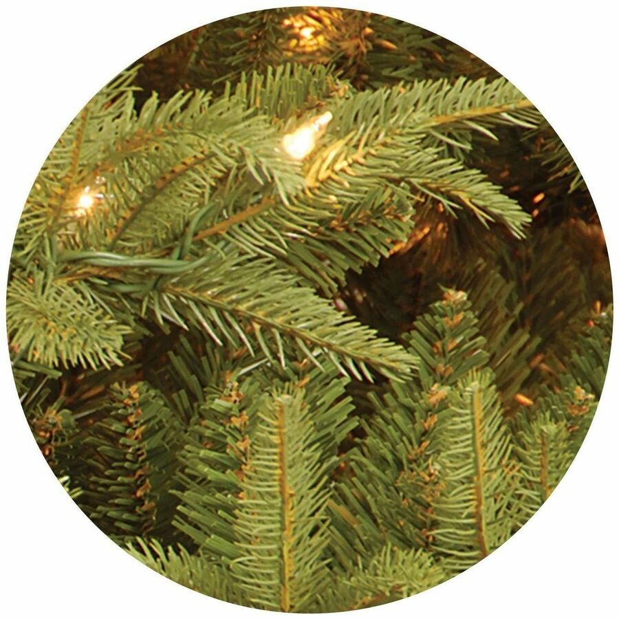 National Tree Pre-Lit Fraser Grande Christmas Tree, 7.5 ft, Green, 1 Each, 1,000 Clear Lights, 65" Diameter, Hinged Branches, Metal Stand Included