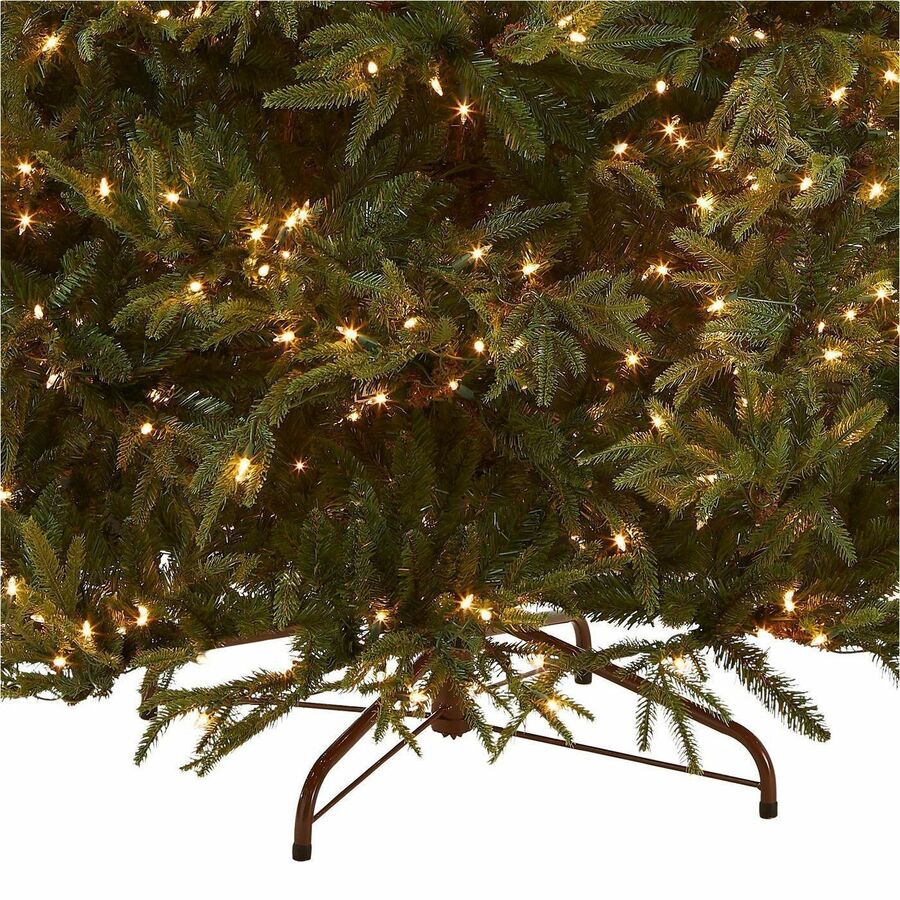 National Tree Pre-Lit Fraser Grande Christmas Tree, 7.5 ft, Green, 1 Each, 1,000 Clear Lights, 65" Diameter, Hinged Branches, Metal Stand Included