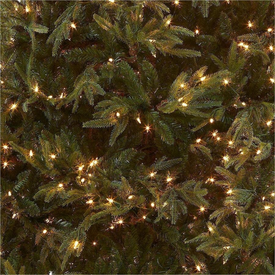 National Tree Pre-Lit Fraser Grande Christmas Tree, 7.5 ft, Green, 1 Each, 1,000 Clear Lights, 65" Diameter, Hinged Branches, Metal Stand Included