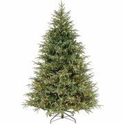 National Tree Pre-Lit Fraser Grande Christmas Tree, 7.5 ft, Green, 1 Each, 1,000 Clear Lights, 65" Diameter, Hinged Branches, Metal Stand Included